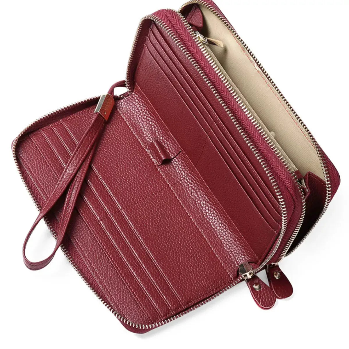 Double Zipper Leather Wallet by Partner Label