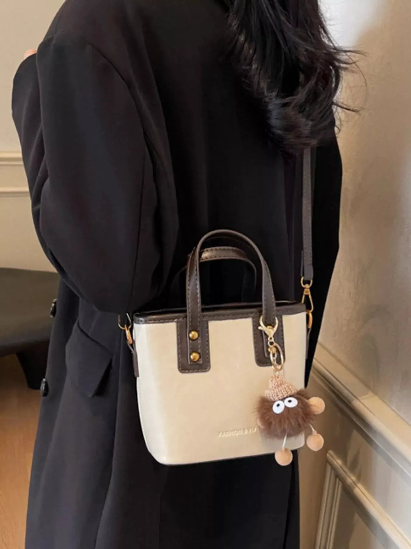 Leather Crossbody Bag with Charm by Partner Label