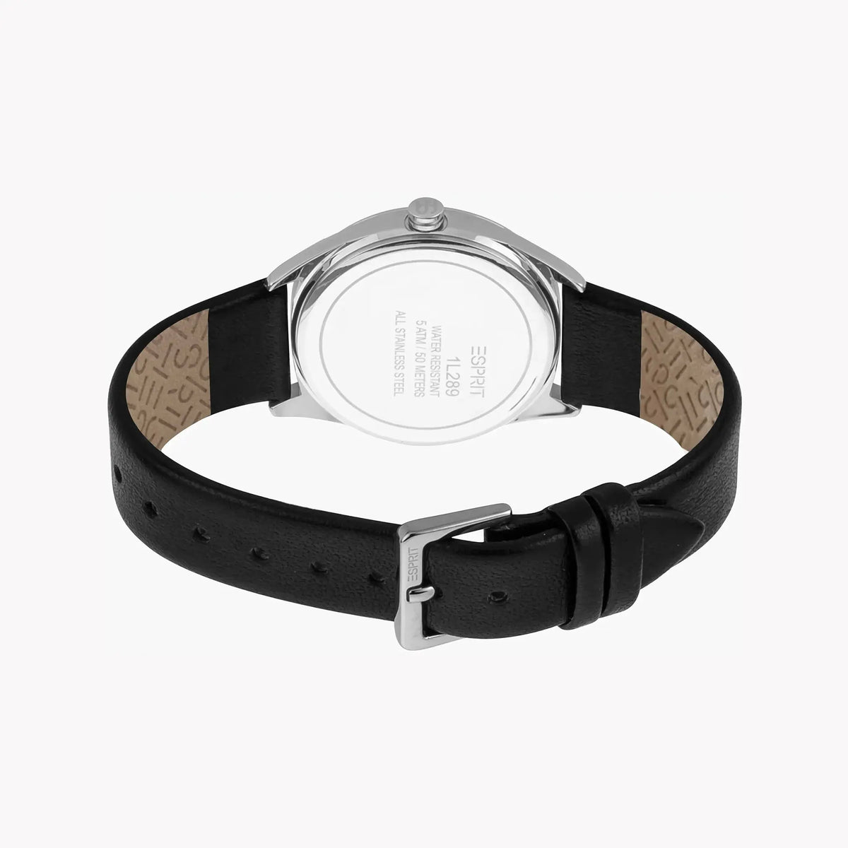 Esprit Women's Black Leather Watch, Silver Dial | ES1L289L0015 by ESPRIT