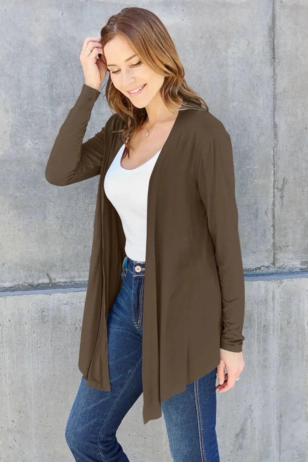 Basic Bae Full Size Open Front Long Sleeve Cardigan by Basic Bae