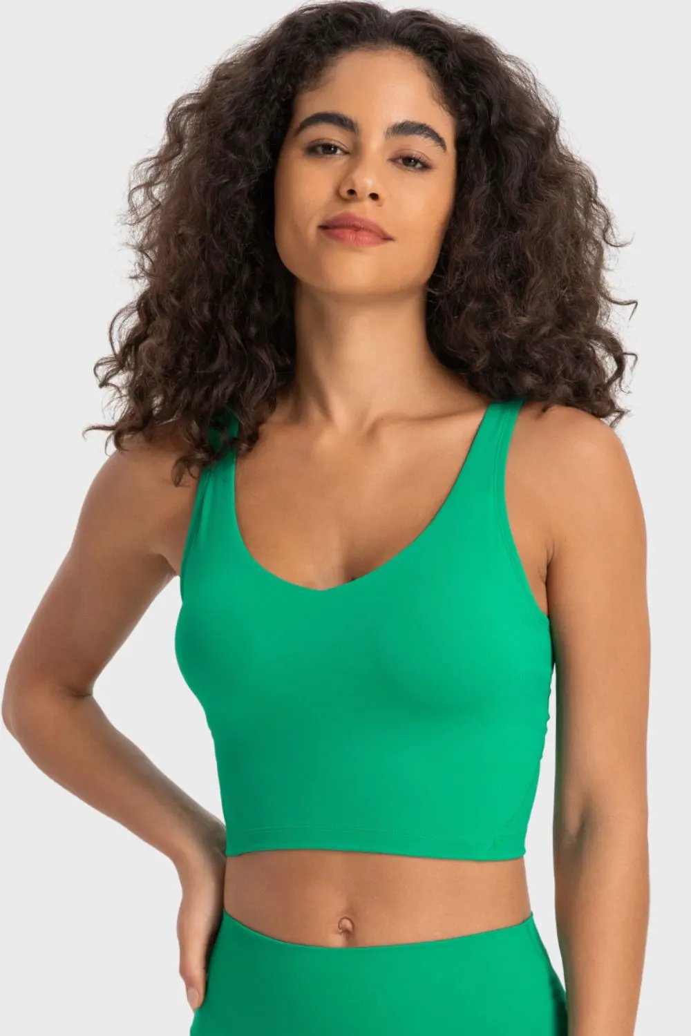 Millennia Deep V-Neck Crop Sports Bra by Millennia
