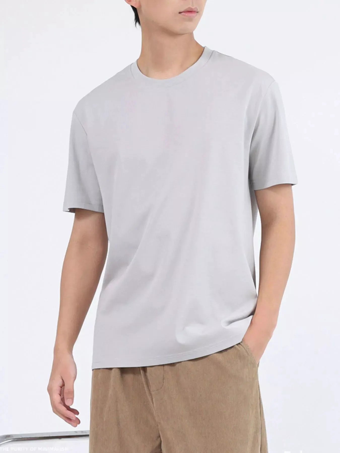 Men's Plus Size Classic Crew Neck T-Shirt by Trendsi