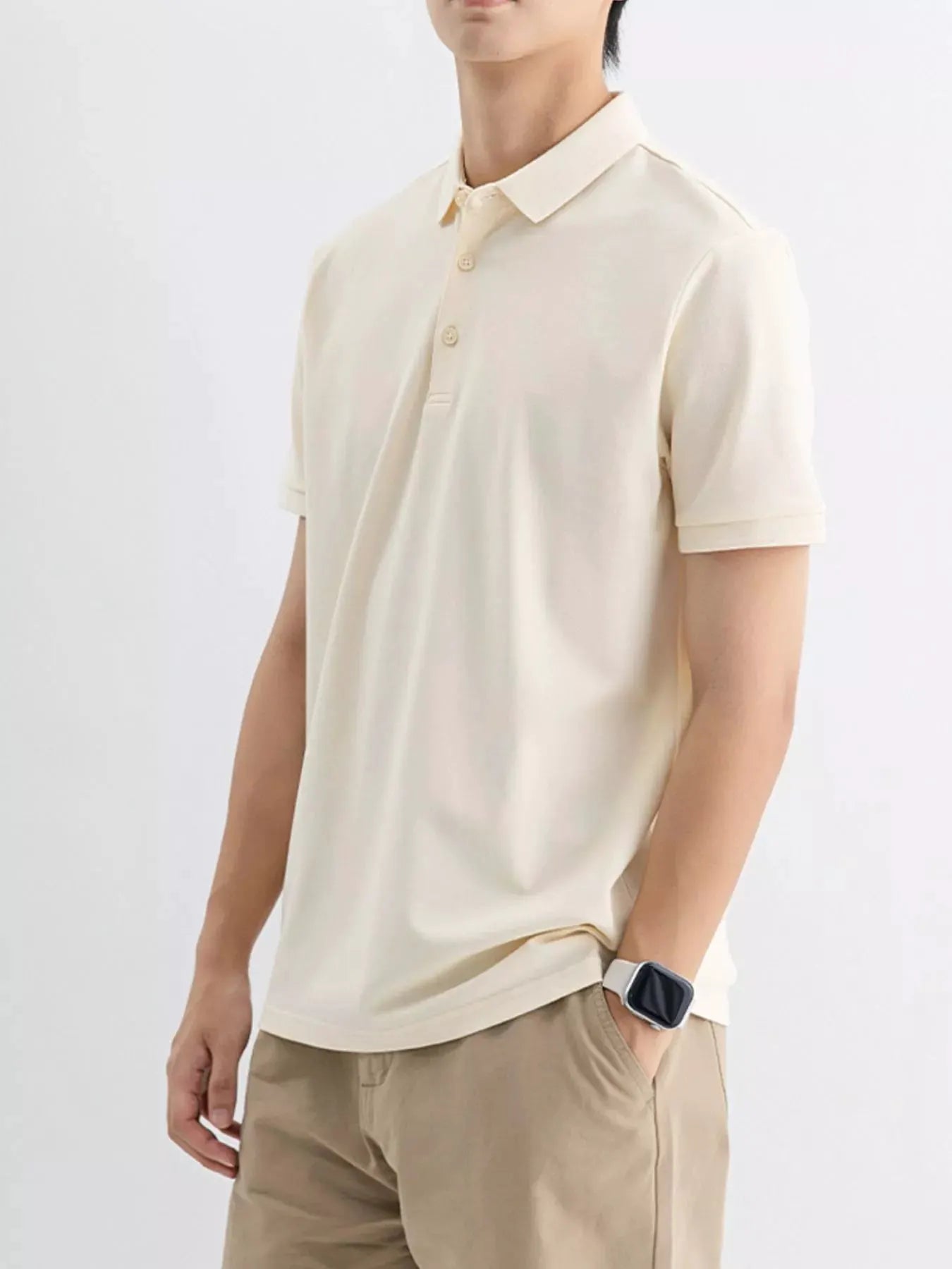 Men's Plus Size Solid Color Short Sleeve Polo by Trendsi