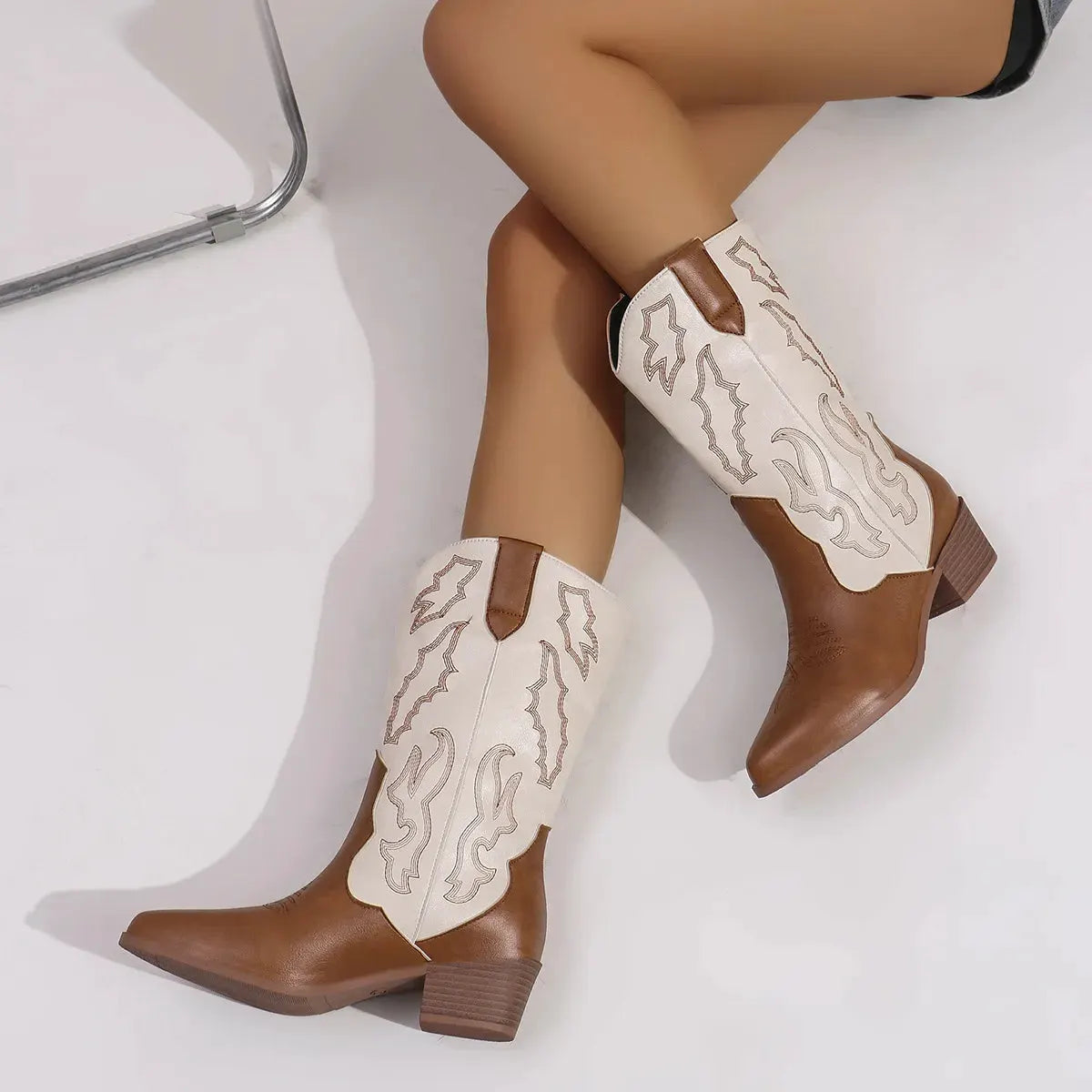 Point Toe Block Heels Boots by Partner Label