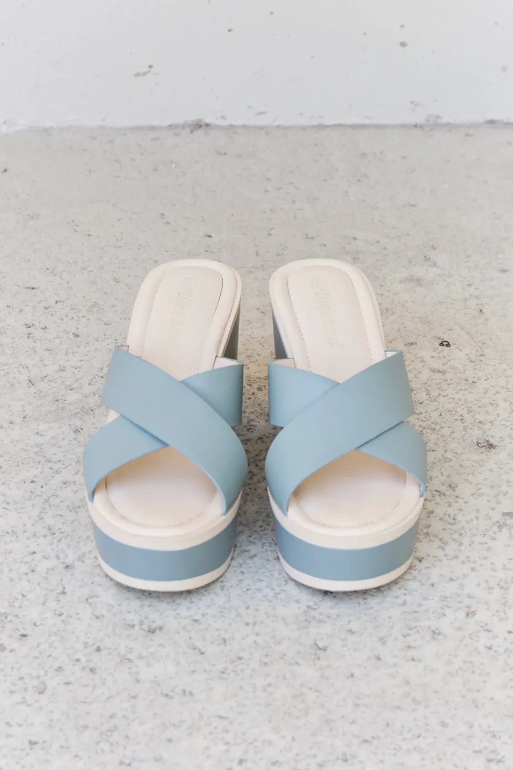 Weeboo Cherish The Moments Contrast Platform Sandals in Misty Blue by Weeboo