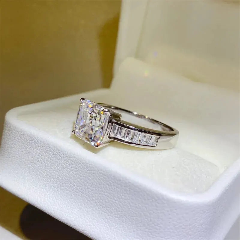 3 Carat Moissanite 925 Sterling Silver Square Shape Ring by Partner Label