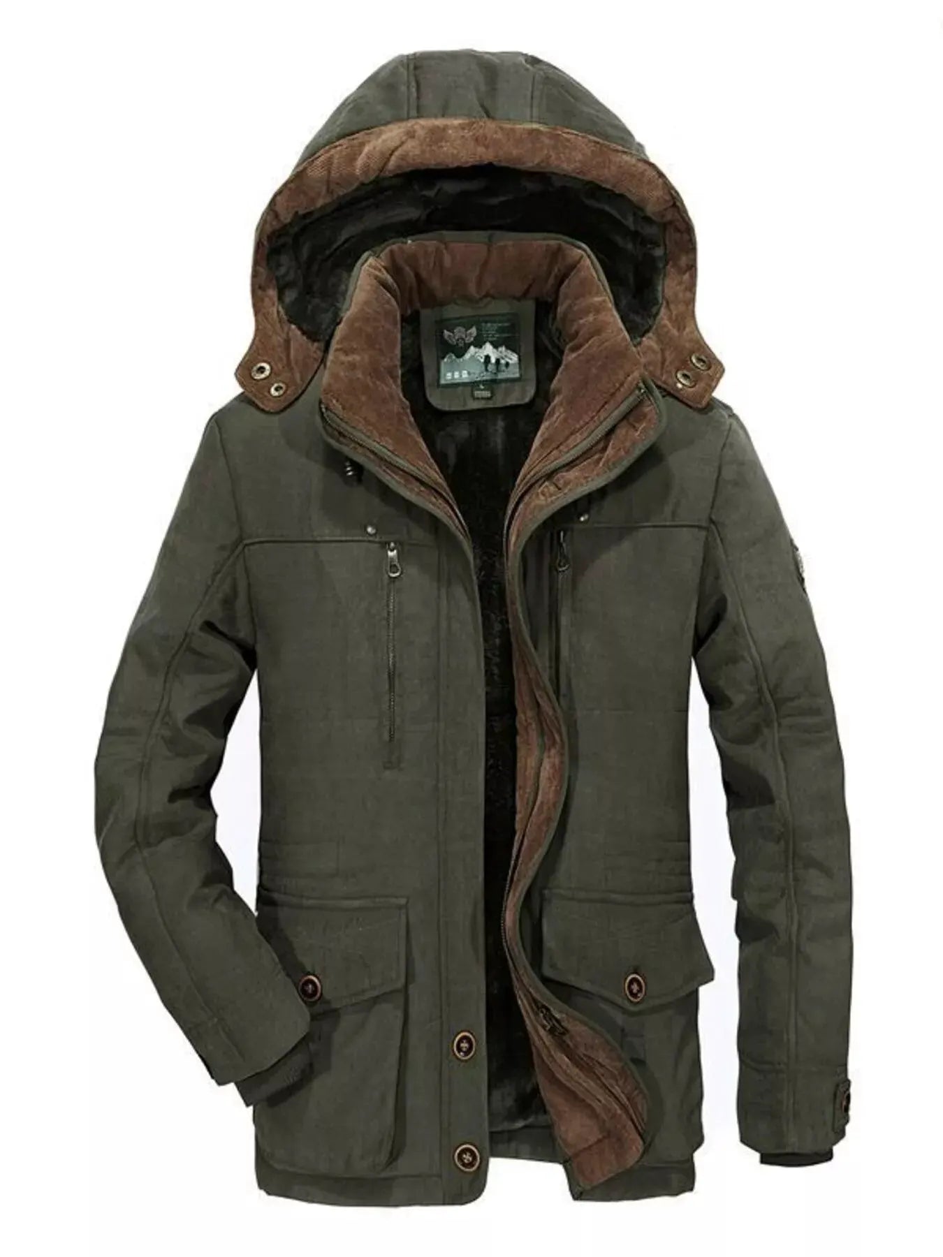 Men's Plus Size Winter Warm Hooded Parka Coat by Partner Label