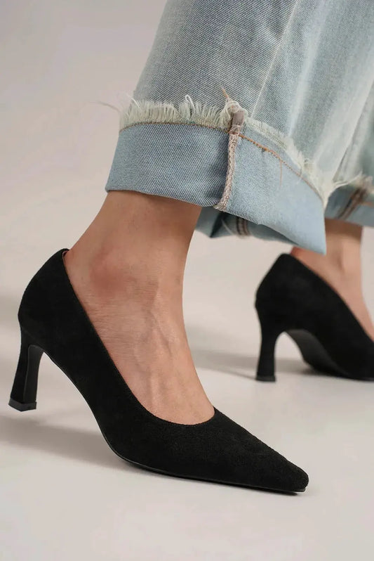 Beast Fashion Faux Suede Point Toe Pumps by Beast Fashion
