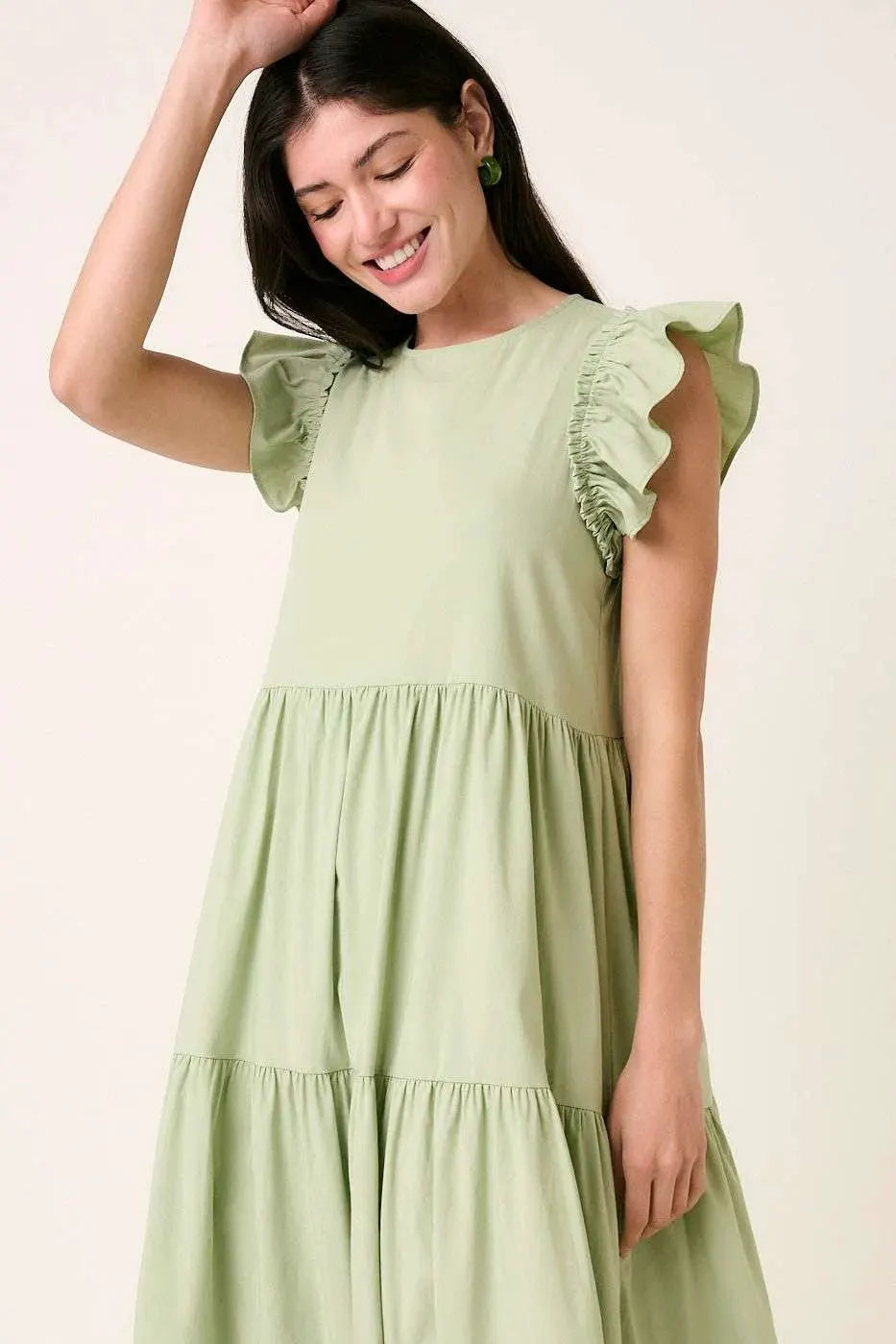 Mittoshop Ruffle Short Sleeve Tiered Maxi Dress by Mittoshop