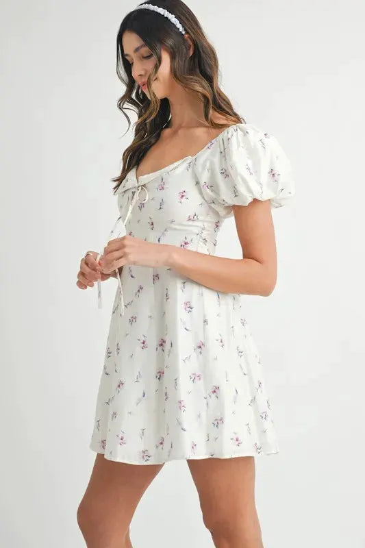 MABLE Floral Print Puff Sleeve Mini Dress by MABLE