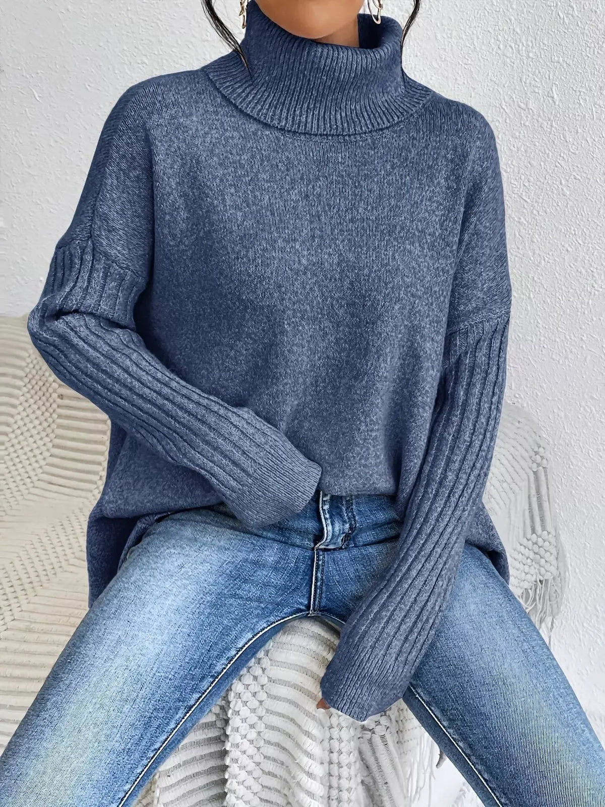 Turtleneck High‑Low Hem Sweater | Partner Labels Selection by Partner Label