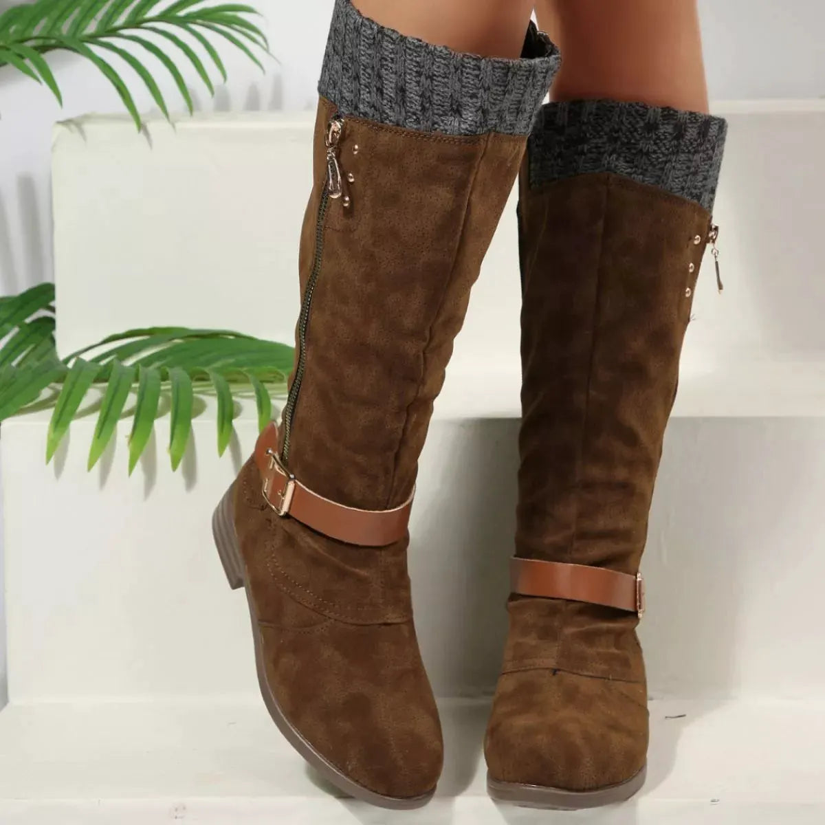 Round Toe Block Heels Boots by Partner Label