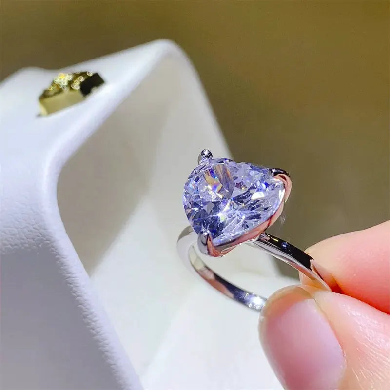 5 Carat 925 Sterling Silver Moissanite Heart Shape Ring by Partner Label