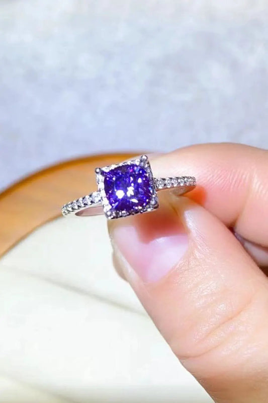 1 Carat Moissanite Platinum-Plated Square Ring by Partner Label