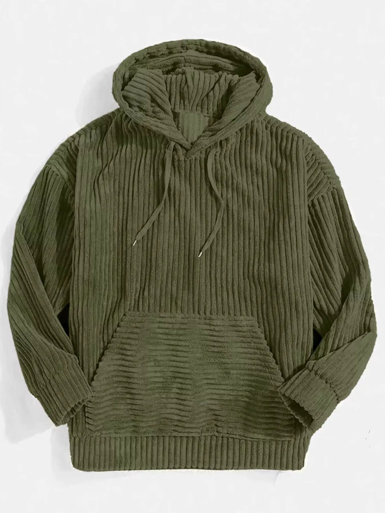 Men's Full Size Casual Corduroy Hoodie Plus Size by Trendsi