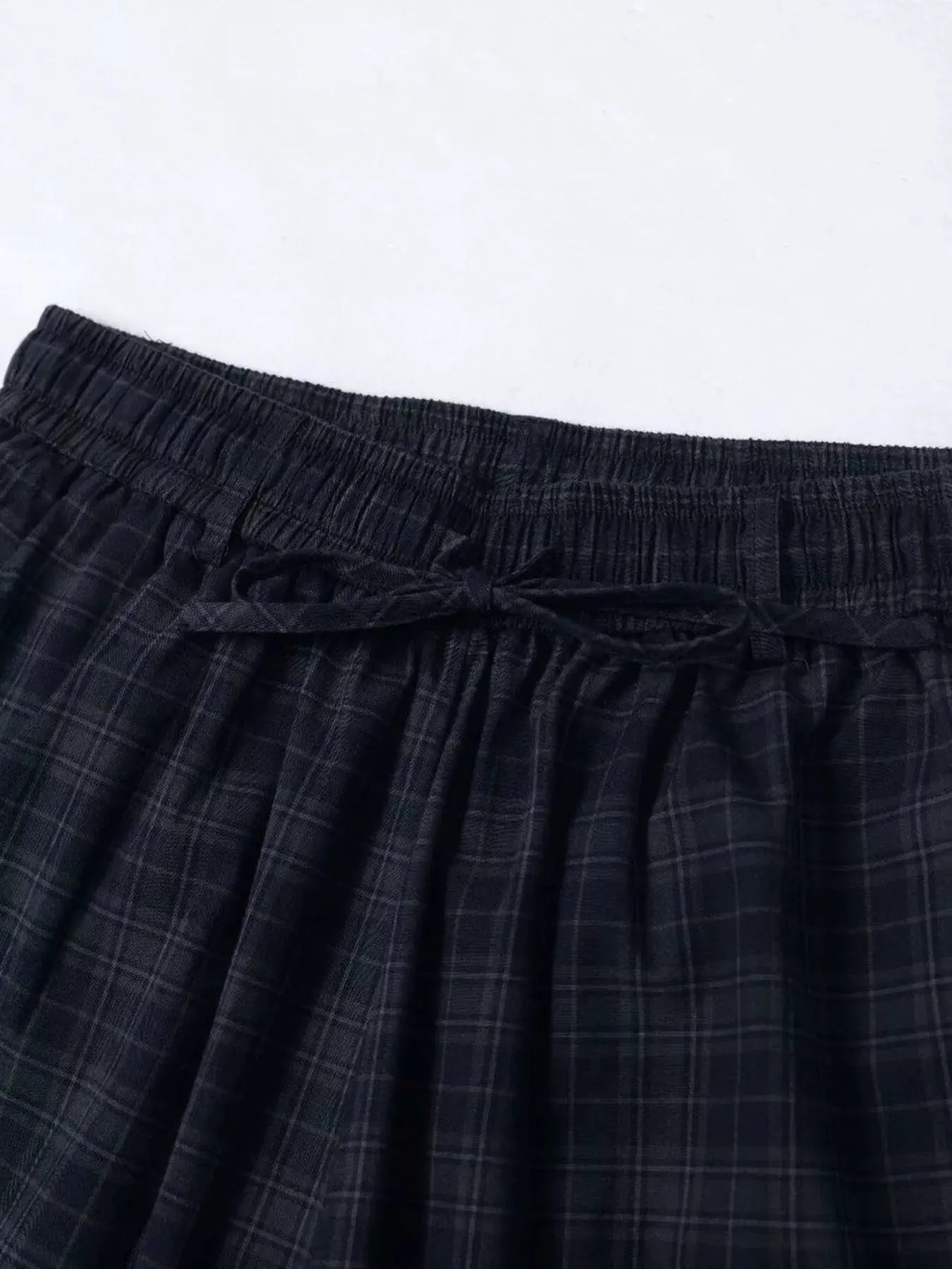 Men's Plaid Wide-Leg Drawstring Shorts by Trendsi