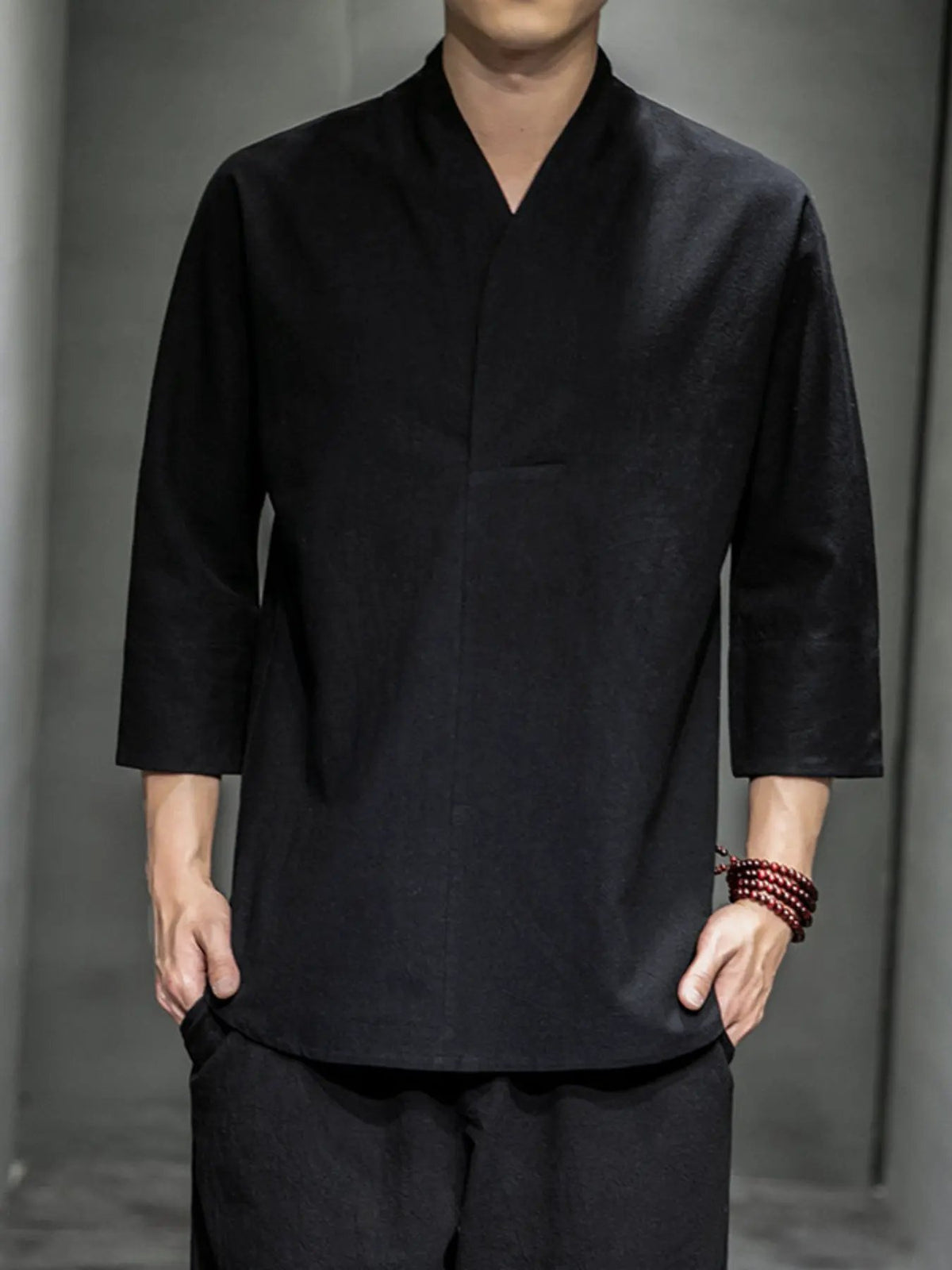 Men's Plus Size Loose Fit 3/4 Sleeve Shirt by Trendsi