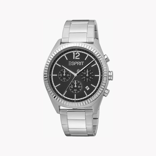 Esprit Men's Silver Stainless Steel Watch, Black Dial | Es1g054m0015 by ESPRIT