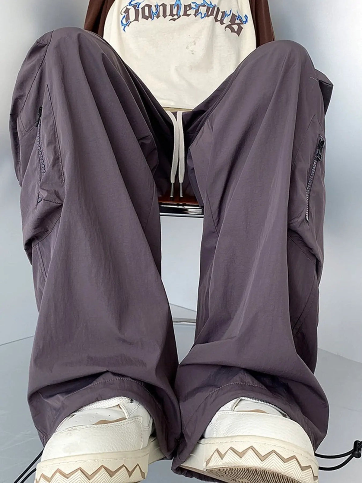Men's Plus Size Loose Fit Cargo Pants with Drawstring by Partner Label