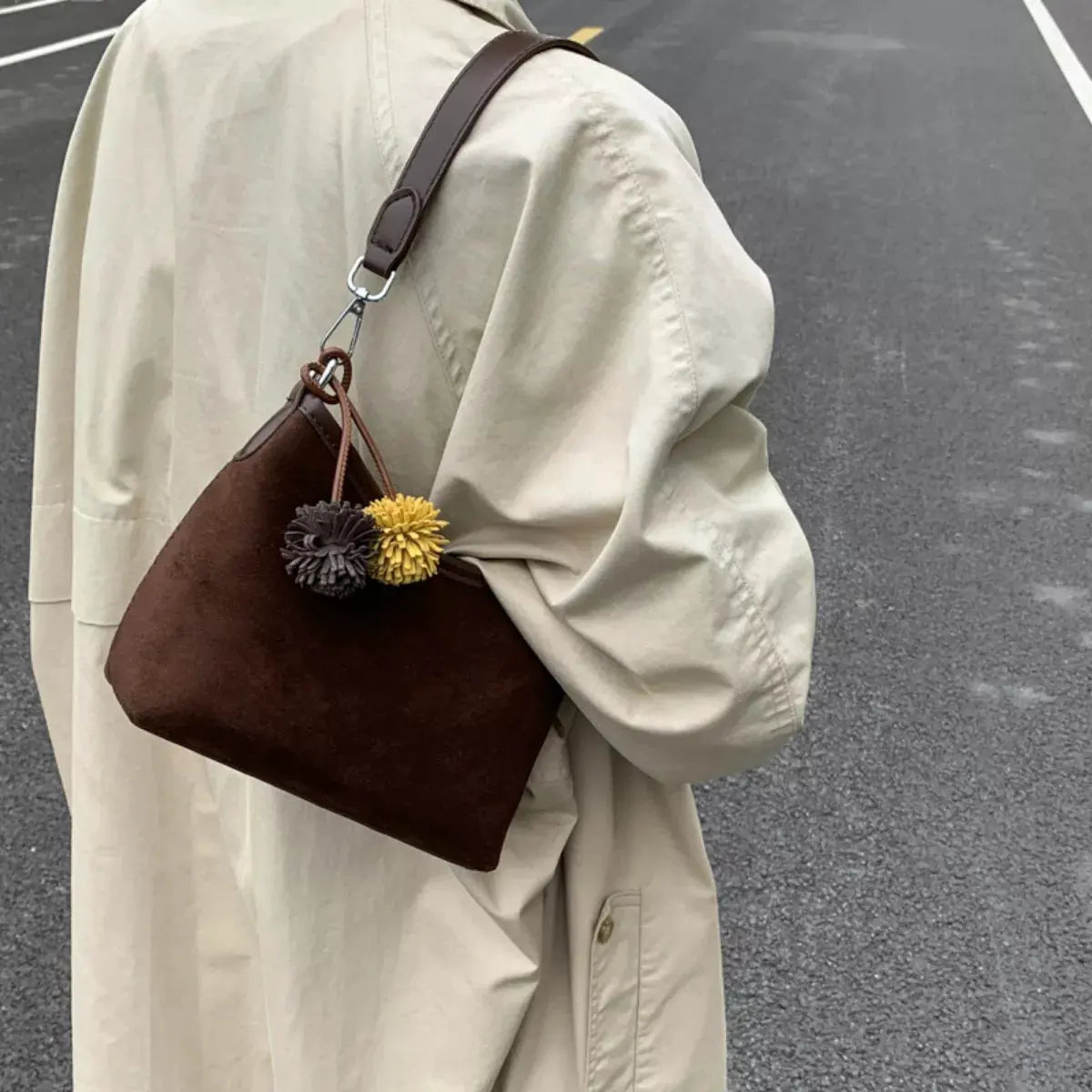 Suede Crossbody Bag with Adjustable Shoulder Strap by Partner Label