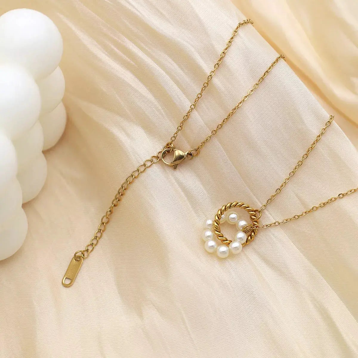 18K Gold-Plated Pearl Twisted Pendant Necklace by Partner Label