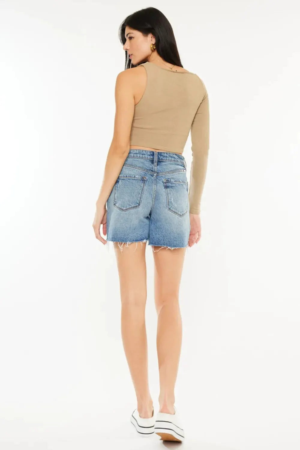 Kancan Full Size Raw Hem High Waist Denim Shorts by Kancan