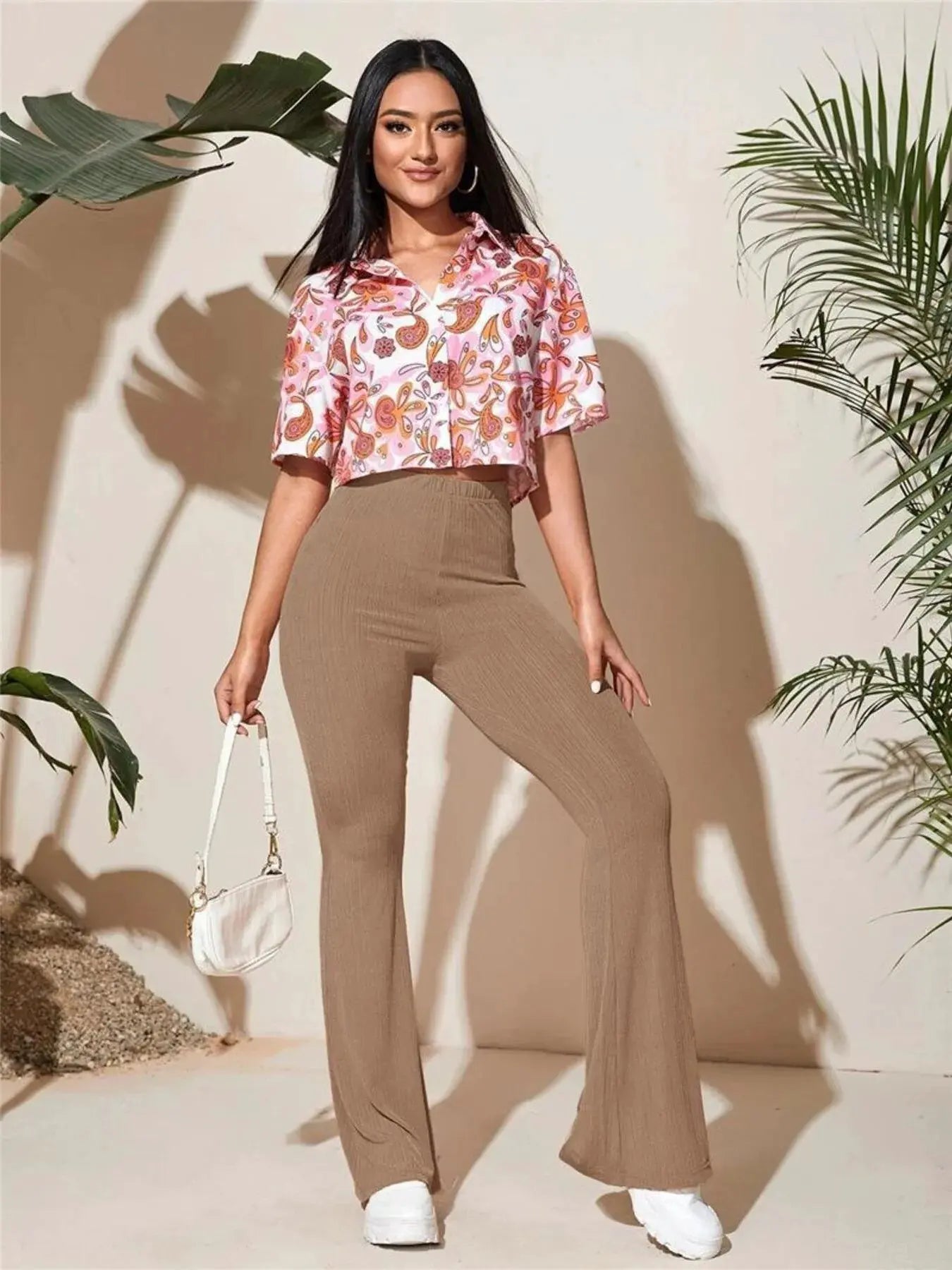 Full Size High-Waist Flare Active Pants Plus Size by Partner Label
