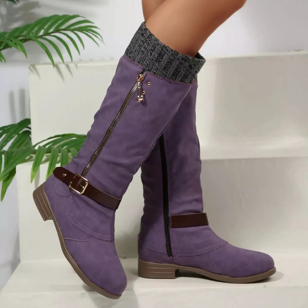 Round Toe Block Heels Boots by Partner Label