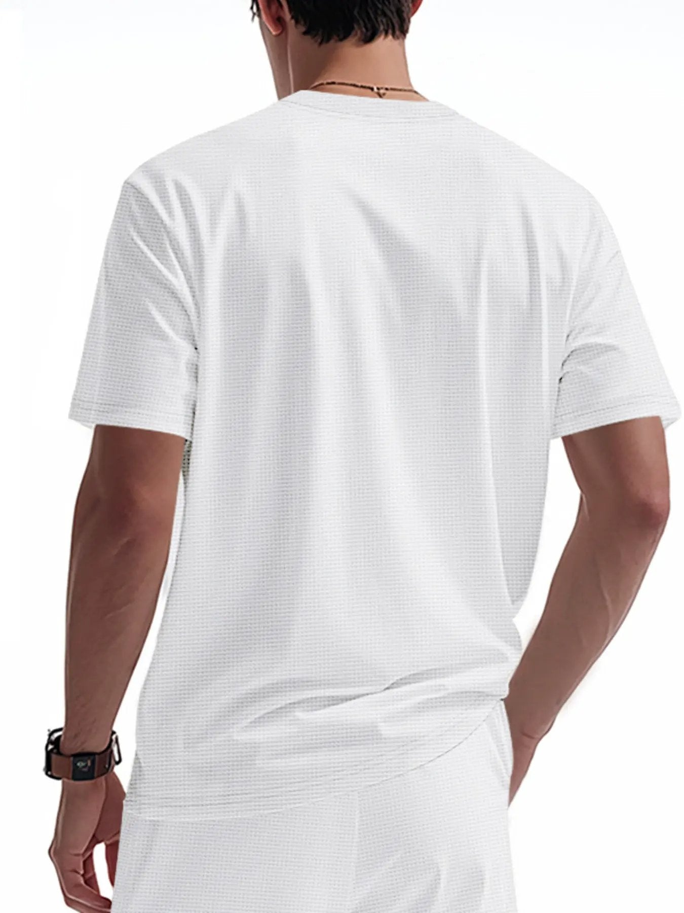 Men's Full Size Lace-Up Neck T-Shirt Plus Size by Trendsi