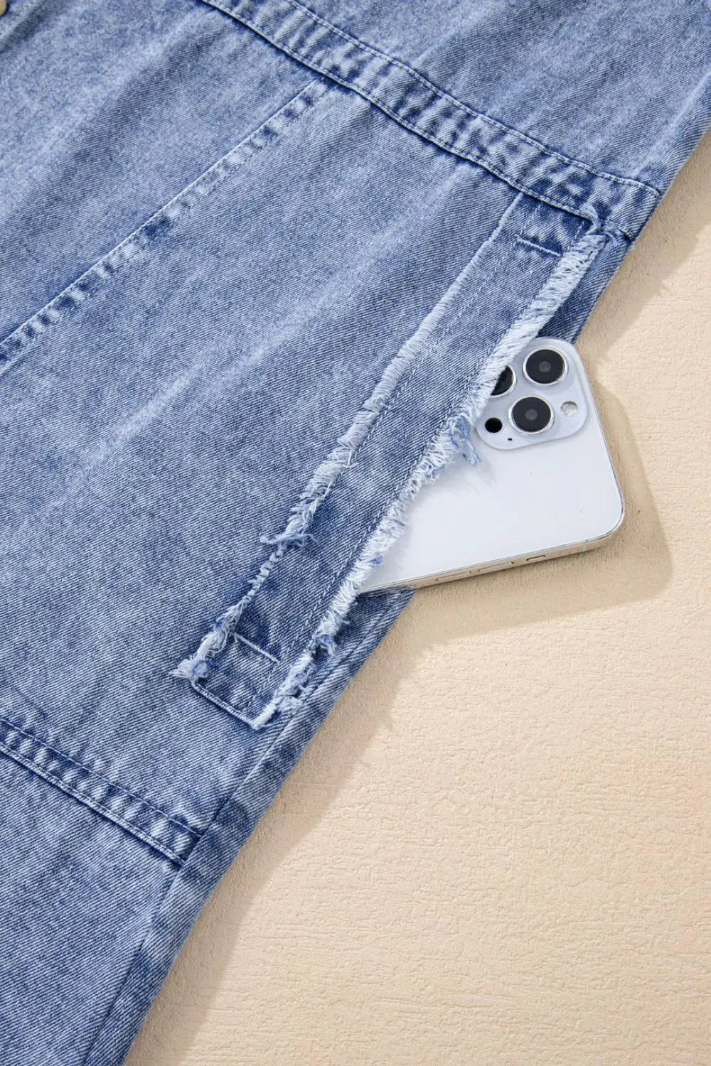 Raw Hem Button Down Long Sleeve Denim Dress by Partner Label