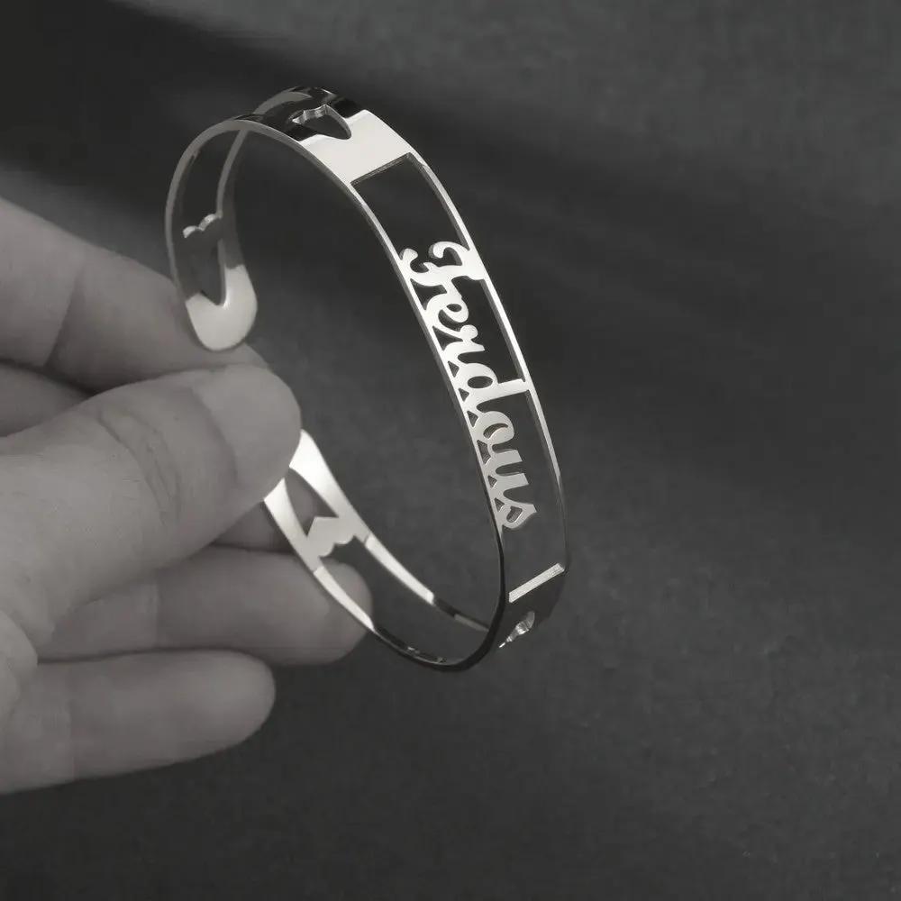 Customized Name Bracelet Personalized Custom Bangles Stainless Steel Jewelry by Maiden-Art