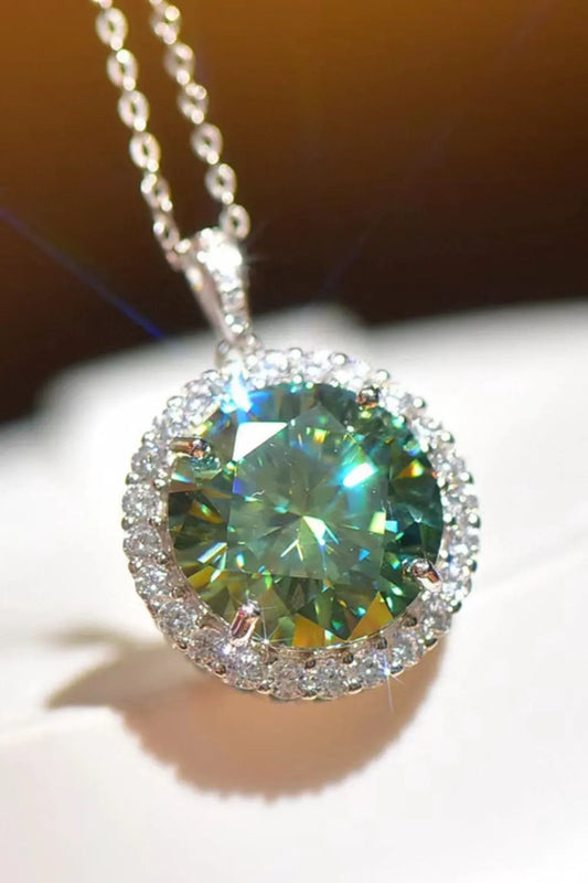 10 Carat Moissanite Pendant Platinum-Plated Necklace by Partner Labels