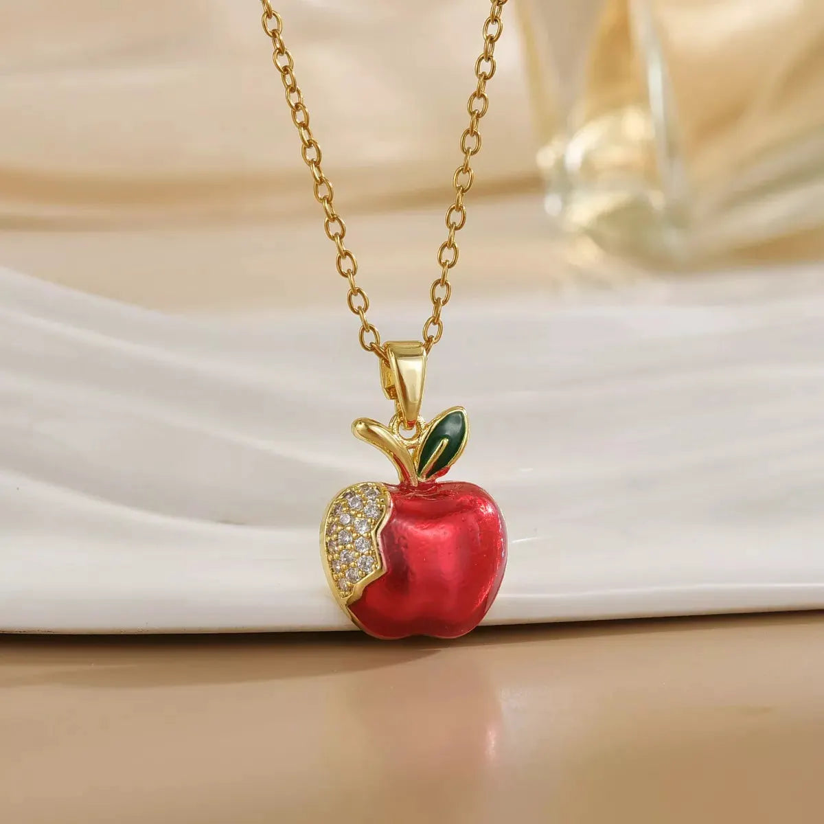 18K Gold-Plated Apple Necklace by Partner Labels