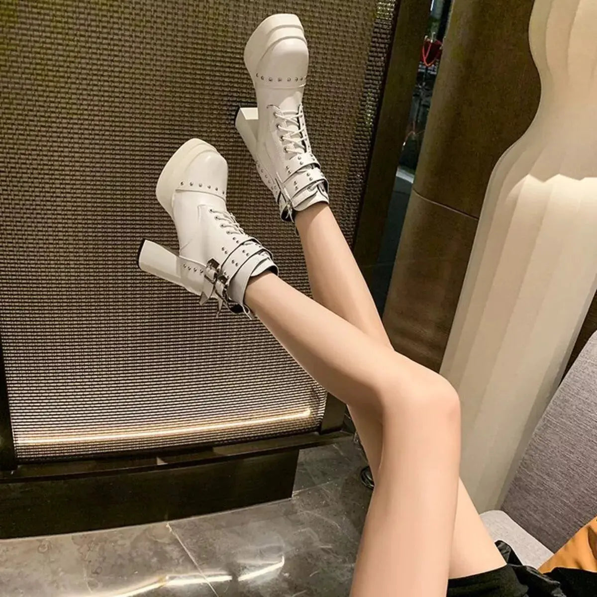 Round Toe Block Heels Boots by Partner Label