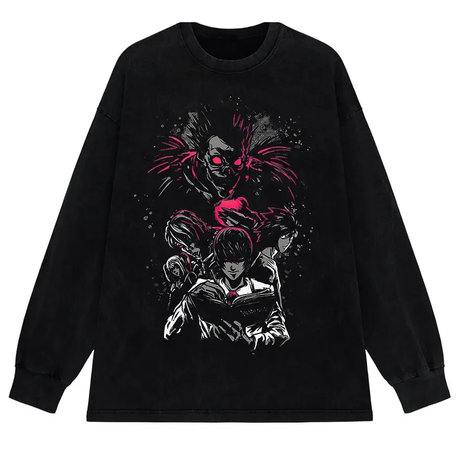 Men's Harajuku Distressed Anime Print T-Shirt Hip Hop Streetwear Cotton Oversized Tee by Vimost Shop