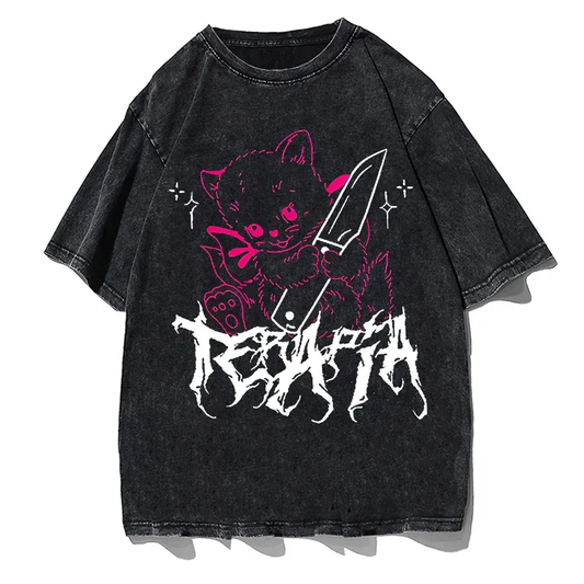 Men's Cute Anime E-Girl Kawaii T-Shirt Vintage Harajuku Streetwear Loose Fit by Vimost Shop