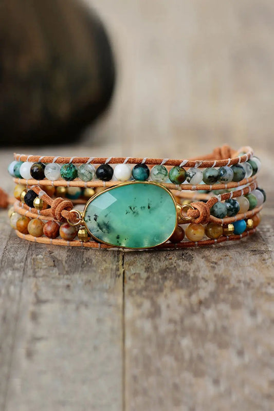 Natural Stone & Agate Layered Bracelet by Partner Label