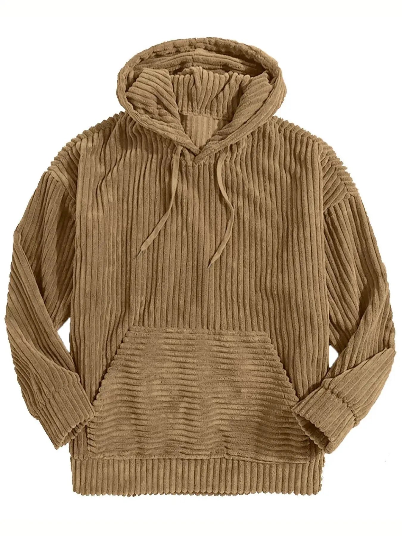 Men's Full Size Casual Corduroy Hoodie Plus Size by Trendsi