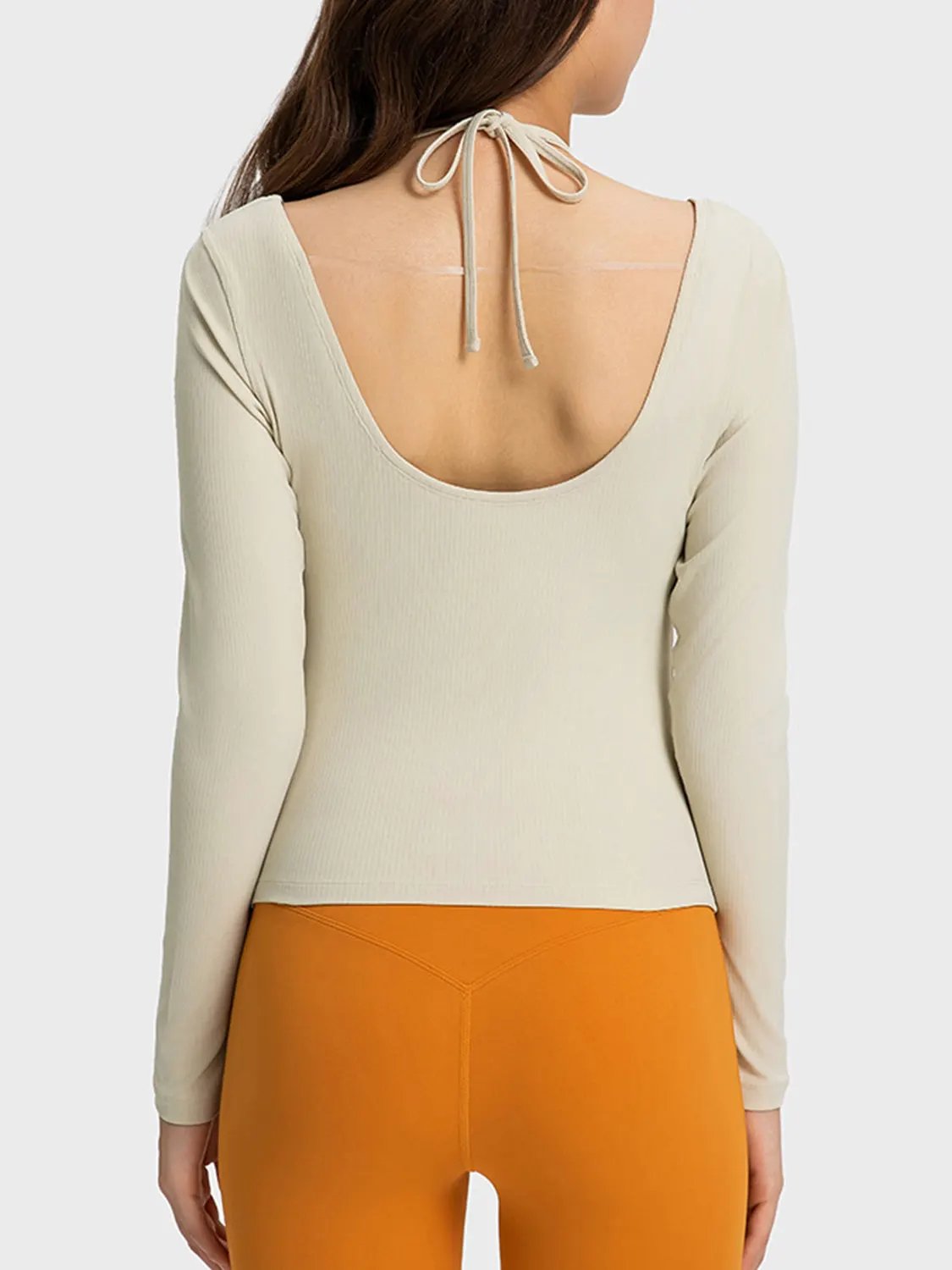 Millennia Halter Neck Long Sleeve Sporty Top by Millennia