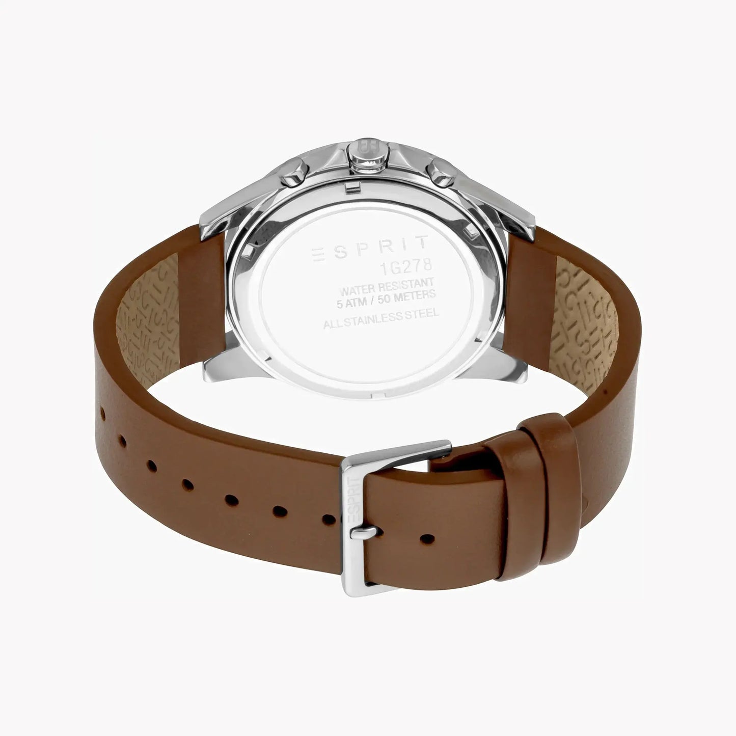 Esprit Men's Brown Leather Watch, Blue Dial | Es1g157m0025 by ESPRIT