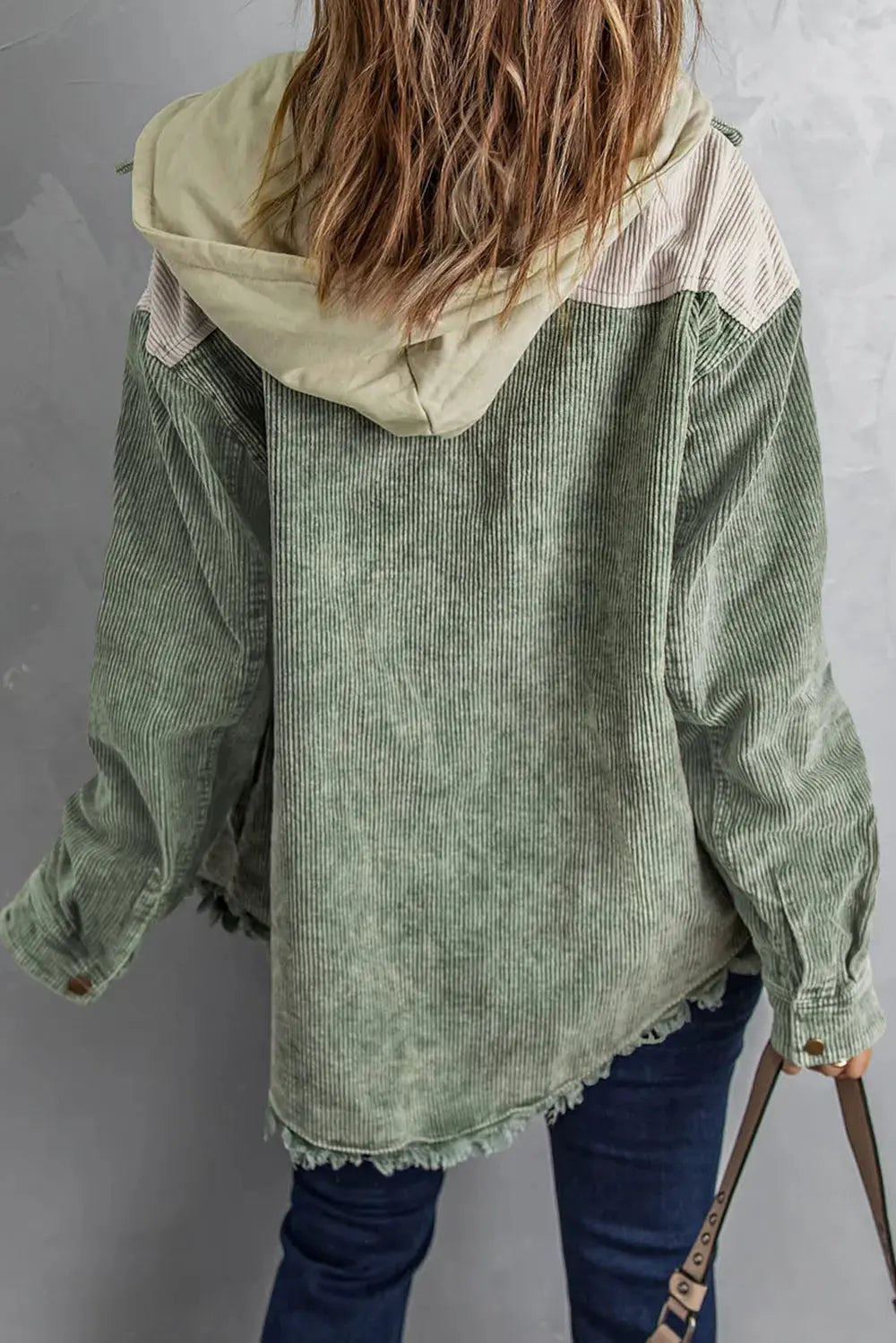 Snap Front Hooded Corduroy Shacket by Partner Label