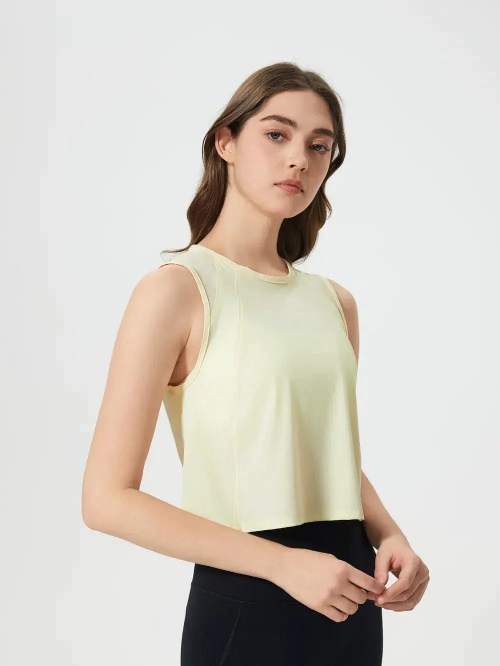 Millennia Round Neck Cropped Active Tank by Millennia