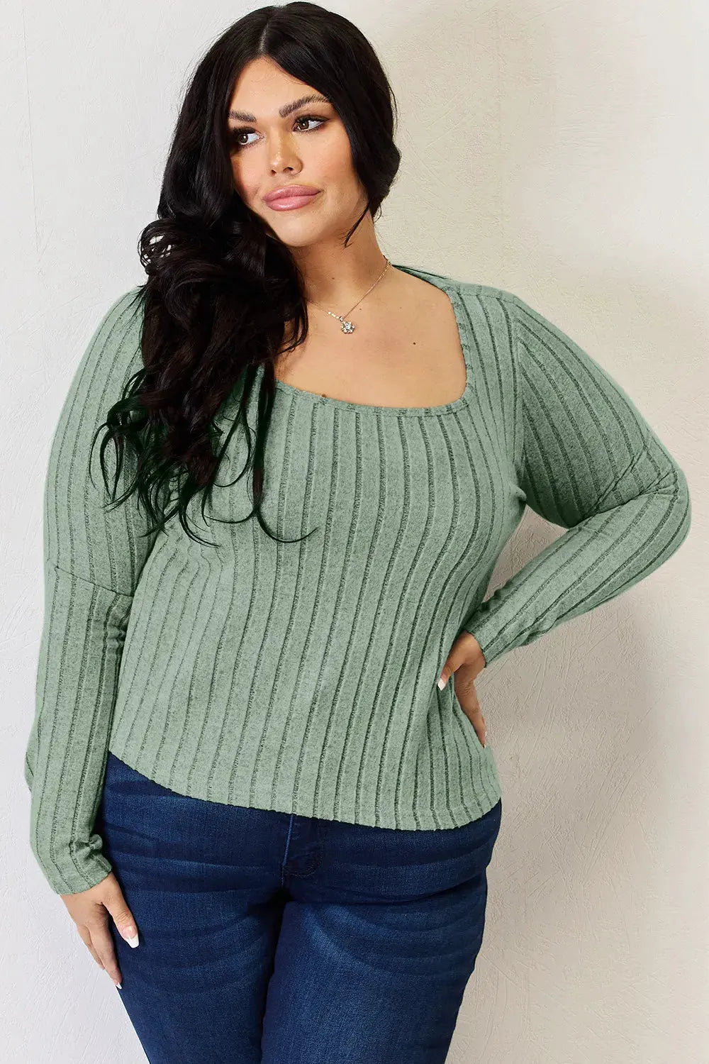 Basic Bae Full Size Ribbed Long Sleeve T‑Shirt | Partner Labels Selection by Partner Label