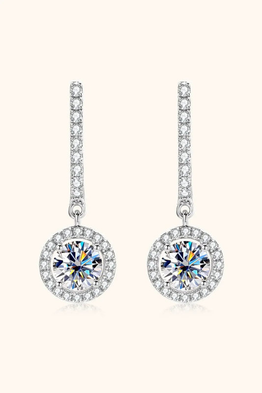 2 Carat Moissanite 925 Sterling Silver Drop Earrings by Partner Label