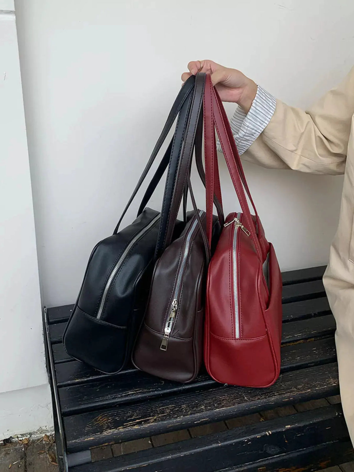 Classic Style Faux Leather Tote Bag by Partner Label