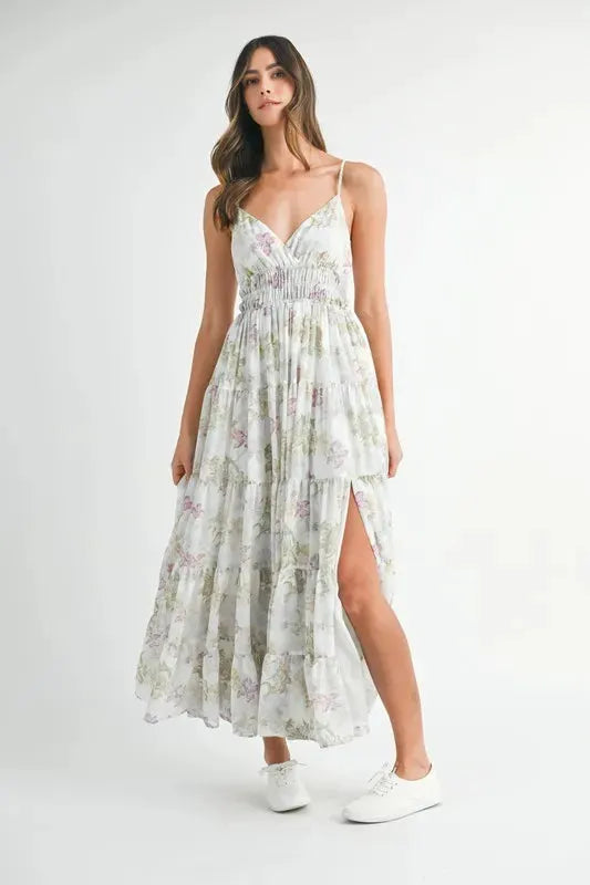 MABLE Floral Print Tiered Cami Maxi Dress by MABLE