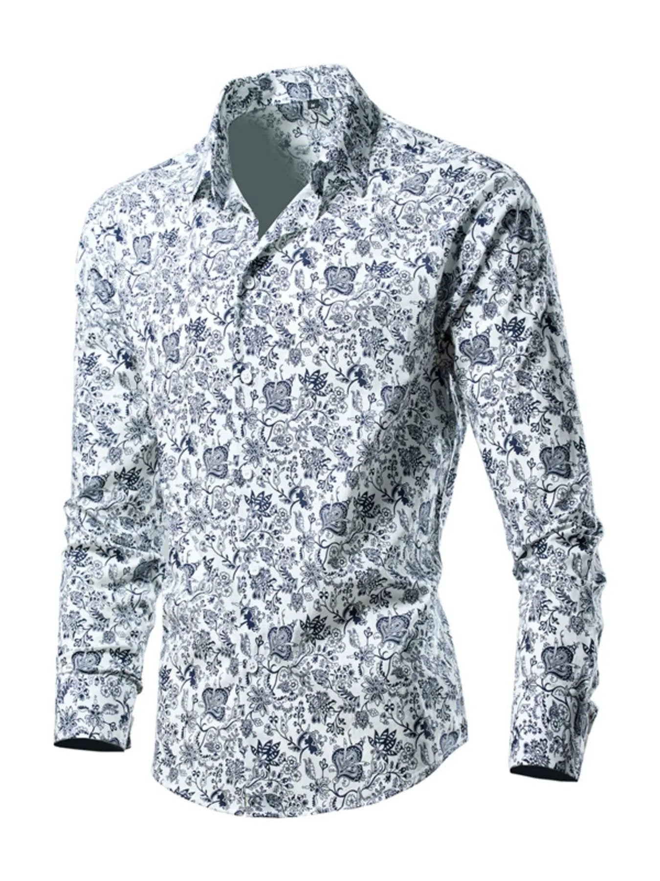 Men's Plus Size Tropical Leaf Print Button-Down Shirt by Trendsi