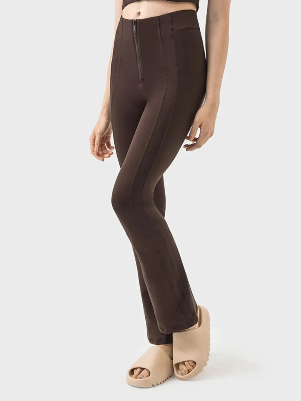 Millennia Zipper Detail High Waist Active Pants by Millennia