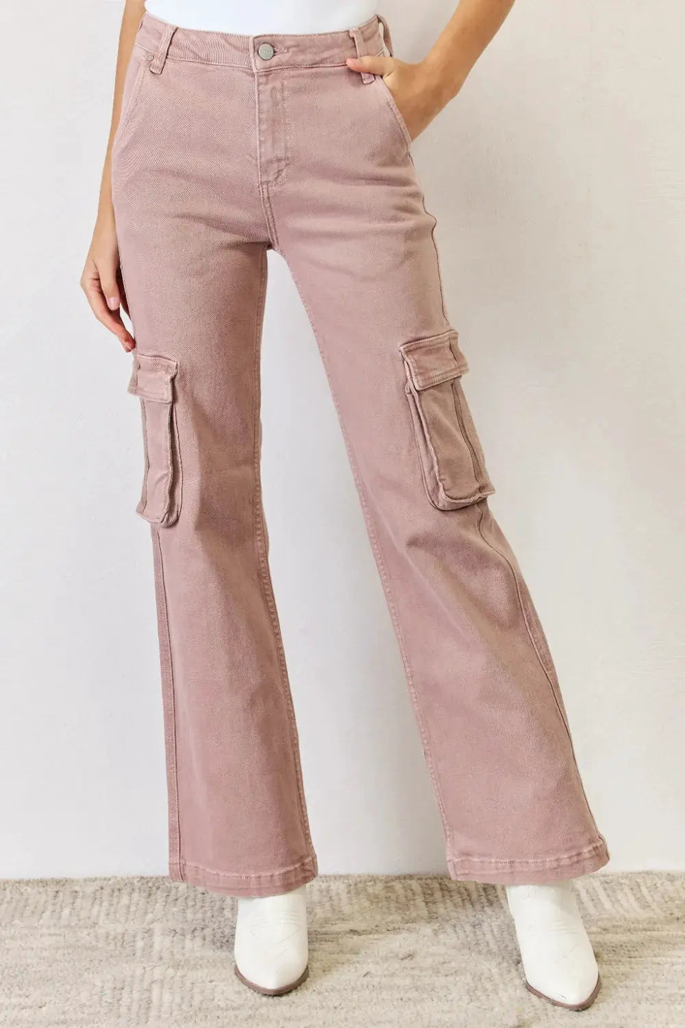 RISEN Full Size High Rise Cargo Wide Leg Jeans by RISEN