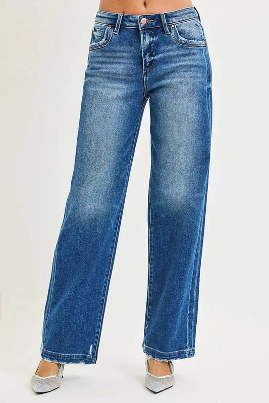 RISEN Full Size Slouchy Baggy Jeans Pocket Side Seam Detail Plus Size by RISEN